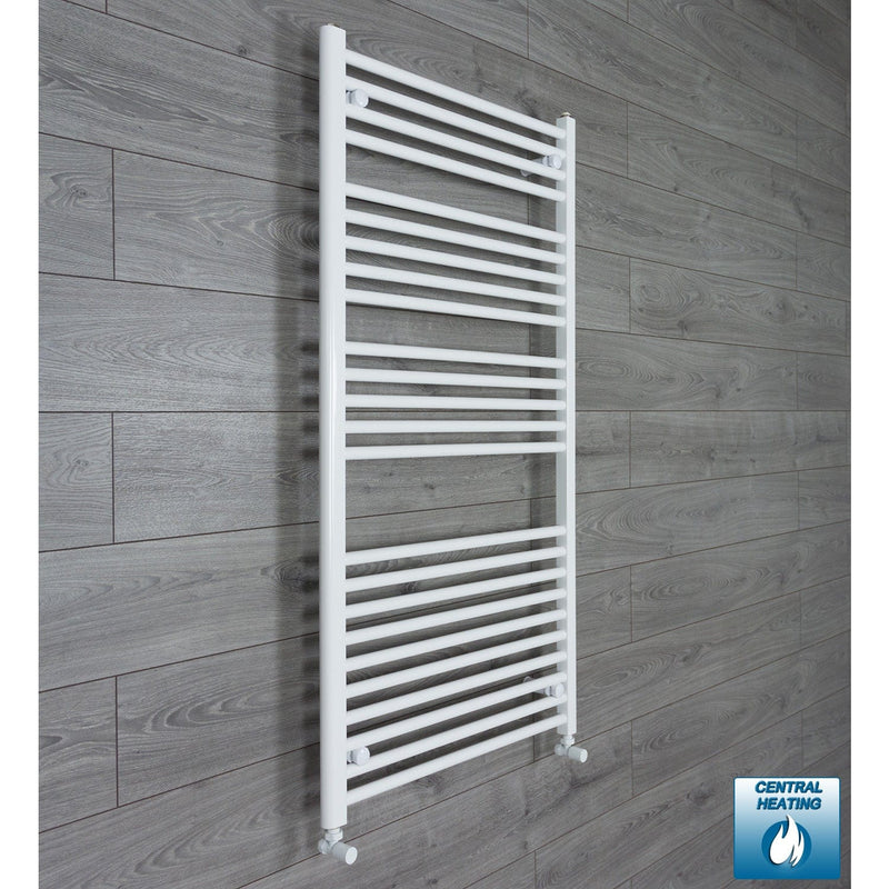 With Angled Valves 1300 x 700 Heated Towel Rail Radiator Flat White Central Heating