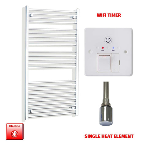 Flat / Single Heat / Wifi Timer 1300 x 700 Pre-Filled Electric Heated Chrome Towel Radiator Flat/Curved