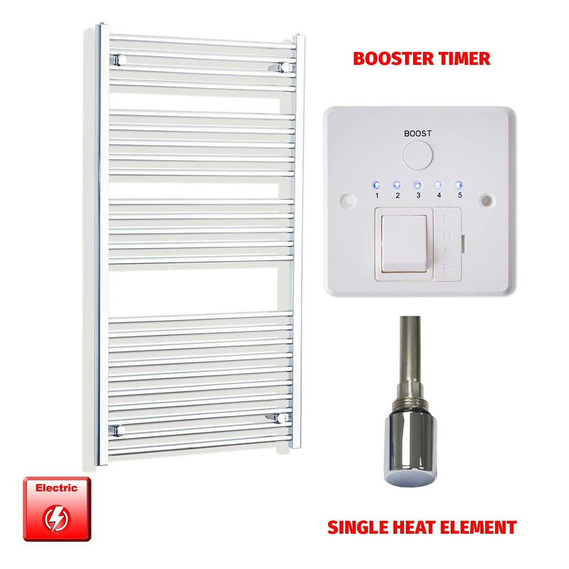 Flat / Single Heat / Booster Timer 1300 x 700 Pre-Filled Electric Heated Chrome Towel Radiator Flat/Curved