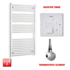 Flat / ER-Touch Thermostatic / Booster Timer 1300 x 700 Pre-Filled Electric Heated Chrome Towel Radiator Flat/Curved