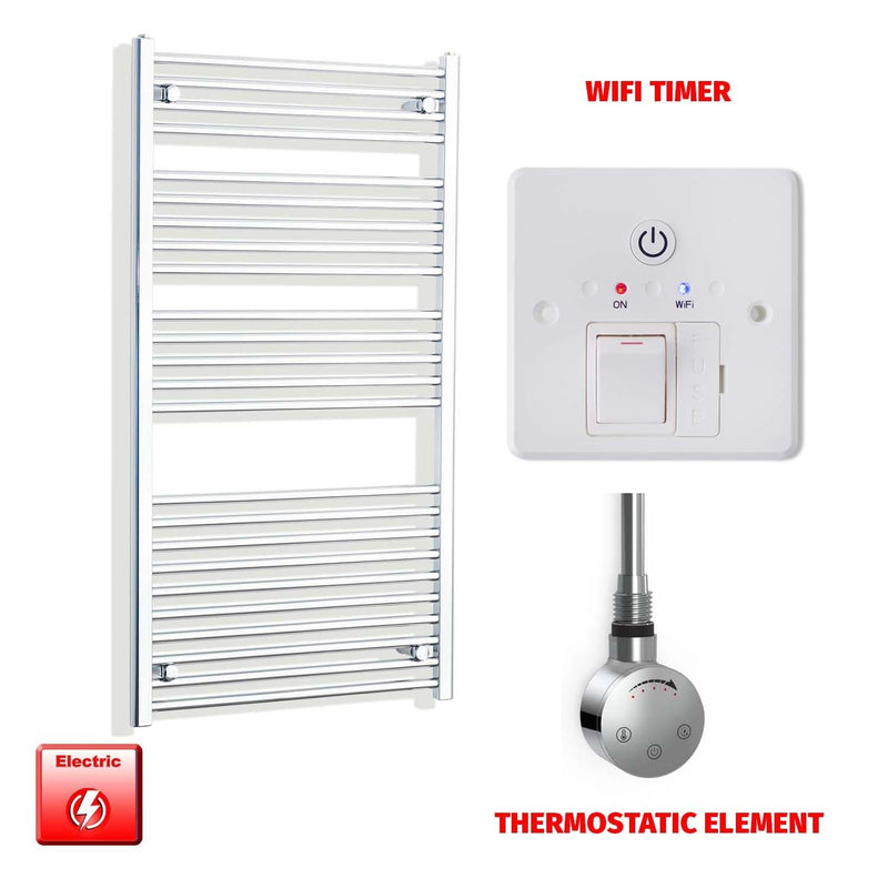 Flat / ER-Touch Thermostatic / Wifi Timer 1300 x 700 Pre-Filled Electric Heated Chrome Towel Radiator Flat/Curved