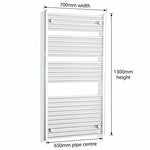 1300x700mm Heated Straight Towel Radiator Chrome - Elegant Radiators