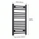 800 mm High x 400 mm Wide Heated Towel Radiator Flat Black