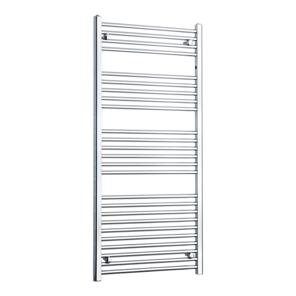 Without Valves 1400 mm High x 600 mm Wide Flat Chrome Towel Radiator