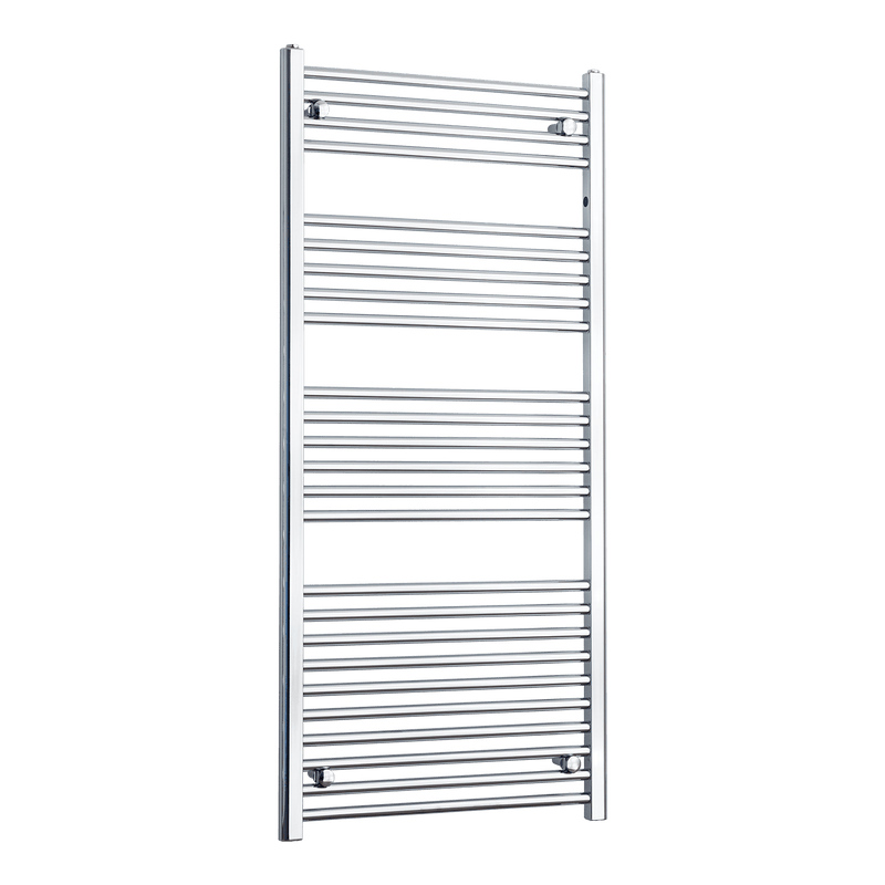 Without Valves 1400 mm High x 600 mm Wide Flat Chrome Towel Radiator