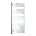 Without Valves 1400 mm High x 600 mm Wide Flat Chrome Towel Radiator