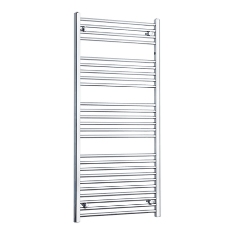 Without Valves 1400 mm High x 600 mm Wide Flat Chrome Towel Radiator