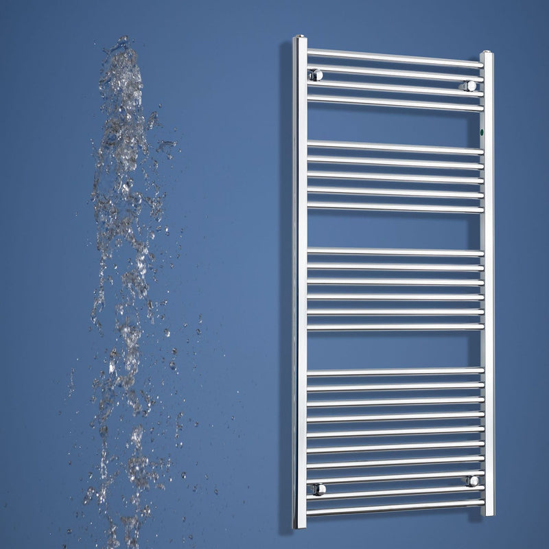 1400 mm High x 600 mm Wide Flat Chrome Towel Radiator