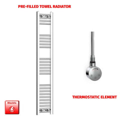 ER-Touch Thermostatic / No Timer 1400 x 250 Pre-Filled Electric Chrome Heated Towel Rail