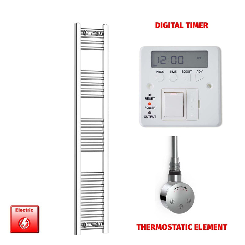 ER-Touch Thermostatic / Digital Timer 1400 x 250 Pre-Filled Electric Chrome Heated Towel Rail