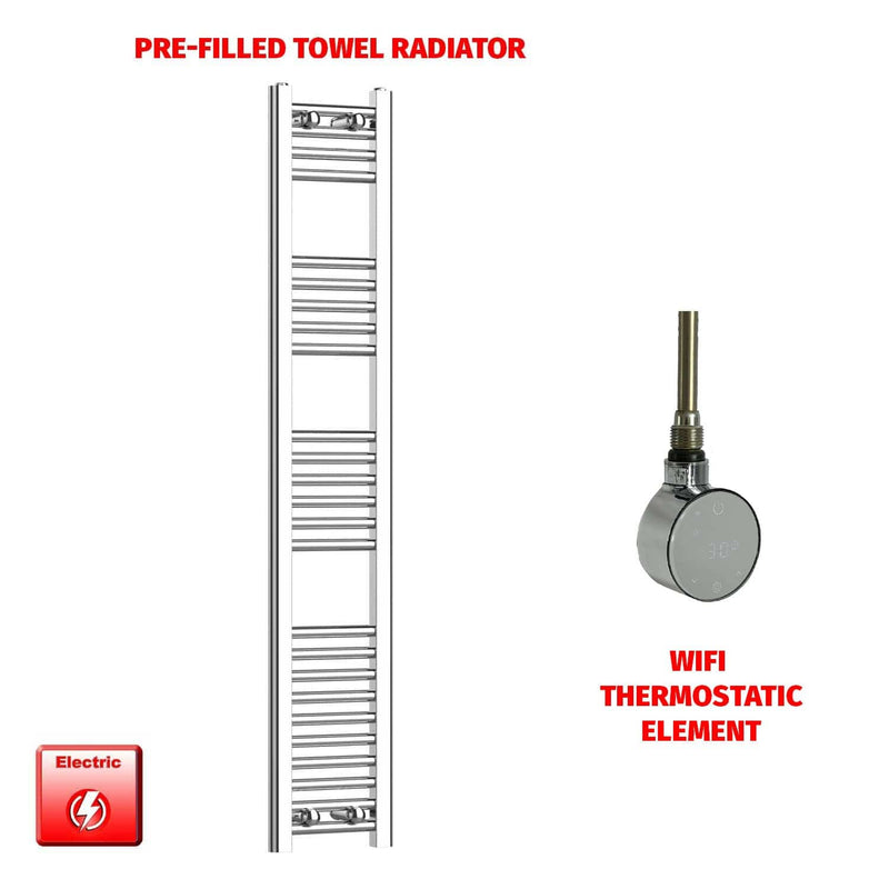 ER-Wifi Thermostatic / No Timer 1400 x 250 Pre-Filled Electric Chrome Heated Towel Rail