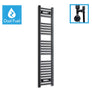 1400 x 300 Dual Fuel Flat Black Heated Towel Rail Radiator