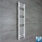 With Straight Inline Valves 1400 x 350 Heated Towel Rail Radiator Flat White