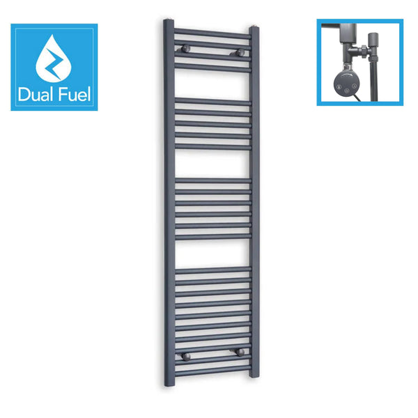 1400 x 400 Anthracite Dual Fuel Flat Heated Towel Rail