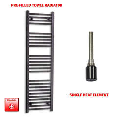 Single Heat / No Timer 1400 x 400 Flat Black Pre-Filled Electric Heated Towel Radiator HTR