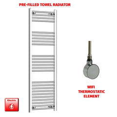 ER-Wifi Thermostatic / No Timer 1400 x 400 Flat Chrome Electric Heated Towel Radiator Pre-Filled