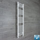 With Straight Inline Valves 1400 x 400 Heated Towel Rail Radiator Flat White Central Heating