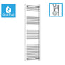 1400 x 450 Chrome Dual Fuel Flat Heated Towel Rail Radiator