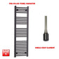 Single Heat / No Timer 1400 x 450 Flat Black Pre-Filled Electric Heated Towel Radiator HTR