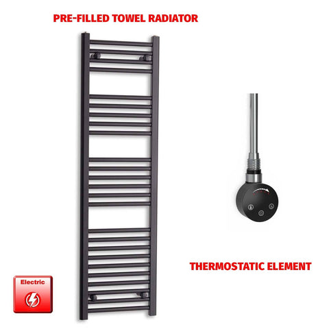 ER-Touch Thermostatic / No Timer 1400 x 450 Flat Black Pre-Filled Electric Heated Towel Radiator HTR