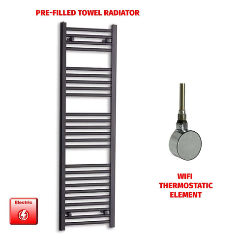 ER-Wifi Thermostatic / No Timer 1400 x 450 Flat Black Pre-Filled Electric Heated Towel Radiator HTR