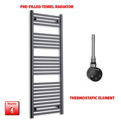 ER-Touch Thermostatic / No Timer 1400 x 500 Flat Black Pre-Filled Electric Heated Towel Radiator HTR