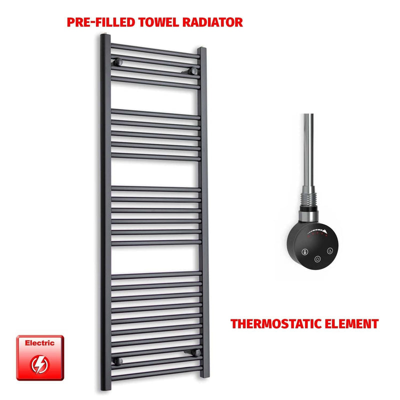 ER-Touch Thermostatic / No Timer 1400 x 500 Flat Black Pre-Filled Electric Heated Towel Radiator HTR