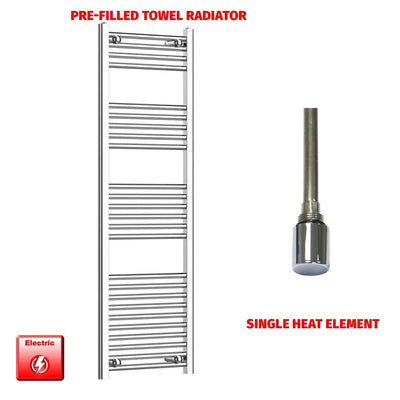1400x500mm Flat Chrome Electric Heated Towel Rail Flat or Curved Pre-Filled