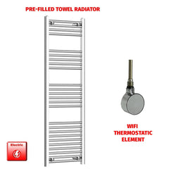 ER-Wifi Thermostatic / No Timer 1400 x 500 Flat Chrome Electric Heated Towel Radiator Pre-Filled