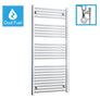 1400 x 600 Chrome Dual Fuel Flat Heated Towel Radiator