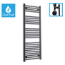 1400 x 600 Dual Fuel Flat Black Heated Towel Rail Radiator