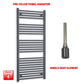 Single Heat / No Timer 1400 x 600 Flat Anthracite Pre-Filled Electric Heated Towel Radiator HTR