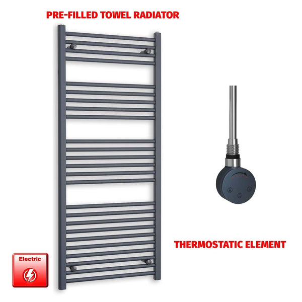 ER-Touch Thermostatic / No Timer 1400 x 600 Flat Anthracite Pre-Filled Electric Heated Towel Radiator HTR