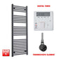 ER-Touch Thermostatic / Digital Timer 1400 x 600 Flat Black Pre-Filled Electric Heated Towel Rail Radiator