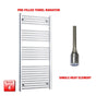 1400x600mm Flat Chrome Pre Filled Electric Towel Rail Flat O