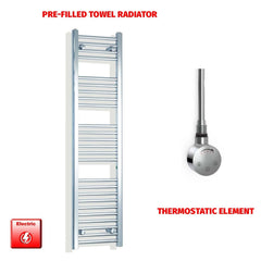 ER-Touch Thermostatic / No Timer 1400mm High 300mm Wide Pre-Filled Electric Chrome Towel Rail