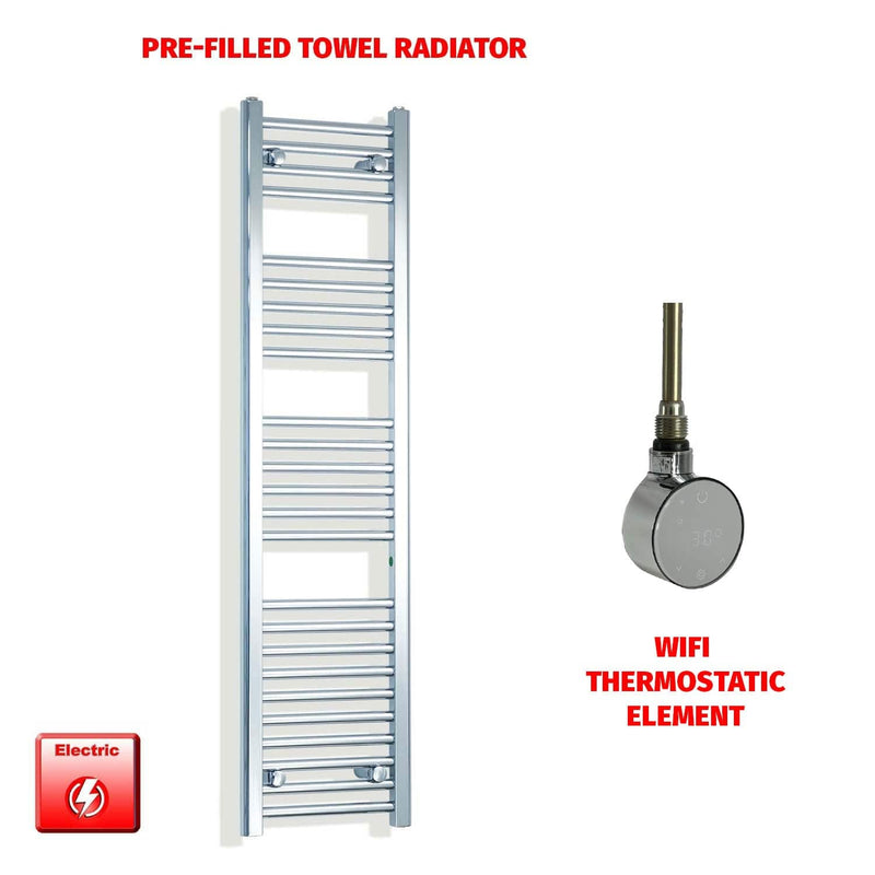 ER-Wifi Thermostatic / No Timer 1400mm High 300mm Wide Pre-Filled Electric Chrome Towel Rail