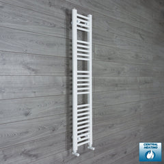 With Angled Valves 1400mm High x 200mm Wide Heated Towel Radiator Flat White