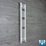 With Angled Valves 1400mm High x 250mm Wide Heated Towel Radiator Flat White