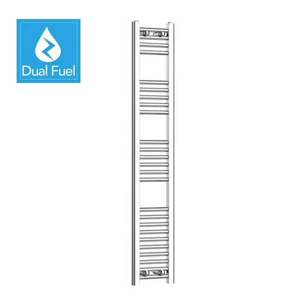 1400x200mm Chrome Dual Fuel Flat Heated Towel Rail Radiator
