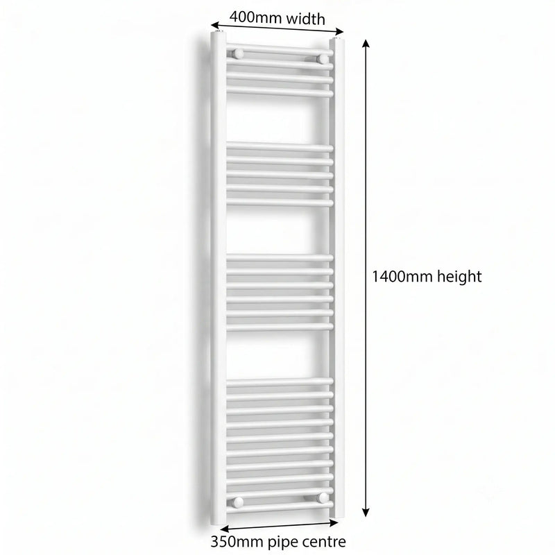 1400x400mm Towel Rail Radiator Flat White Central Heating - Elegant Radiators
