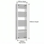 1400x500mm Straight Or Curved Chrome Towel Rail Radiator - Elegant Radiators