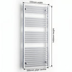 1400x550mm Heated Straight Towel Radiator Chrome - Elegant Radiators