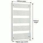 1400x800mm Heated Straight Towel Rail Radiator Chrome - Elegant Radiators