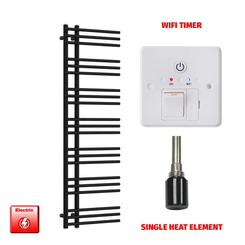 Single Heat / Wifi Timer 1500 x 500 Difta Pre-Filled Electric Heated Towel Radiator Flat Black