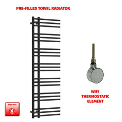 ER-Wifi Thermostatic / No Timer 1500 x 500 Difta Pre-Filled Electric Heated Towel Radiator Flat Black