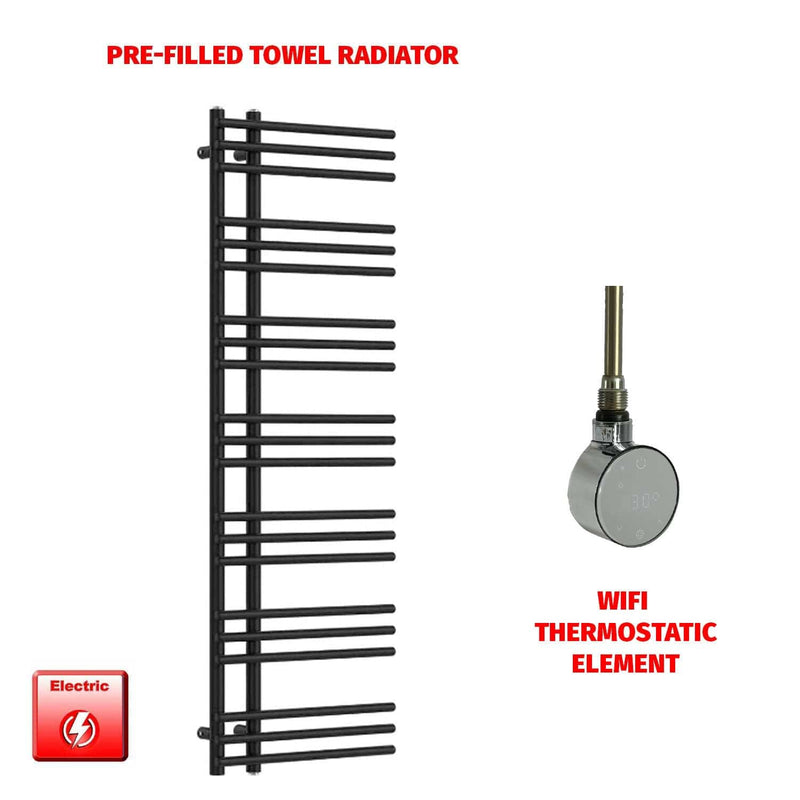 ER-Wifi Thermostatic / No Timer 1500 x 500 Difta Pre-Filled Electric Heated Towel Radiator Flat Black