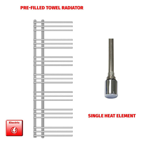 Single Heat / No Timer 1500 x 500 Difta Pre-Filled Electric Heated Towel Radiator Flat Chrome