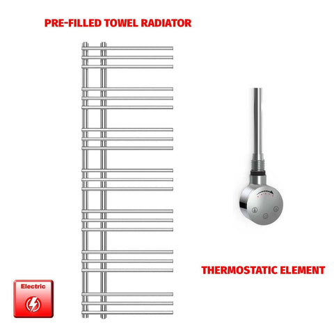 ER-Touch Thermostatic / No Timer 1500 x 500 Difta Pre-Filled Electric Heated Towel Radiator Flat Chrome