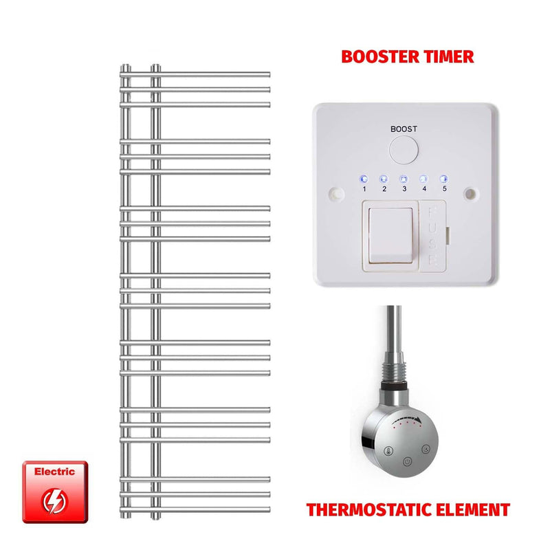 ER-Touch Thermostatic / Booster Timer 1500 x 500 Difta Pre-Filled Electric Heated Towel Radiator Flat Chrome